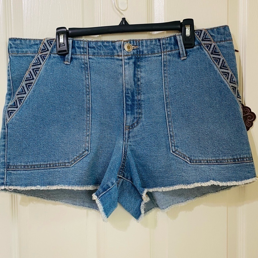 Knox Rose New Size 16 Denim Jean Shorts Blue Indigo Aztec Boho Festival